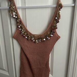 Blumarine Pink Ribbed Knit Top